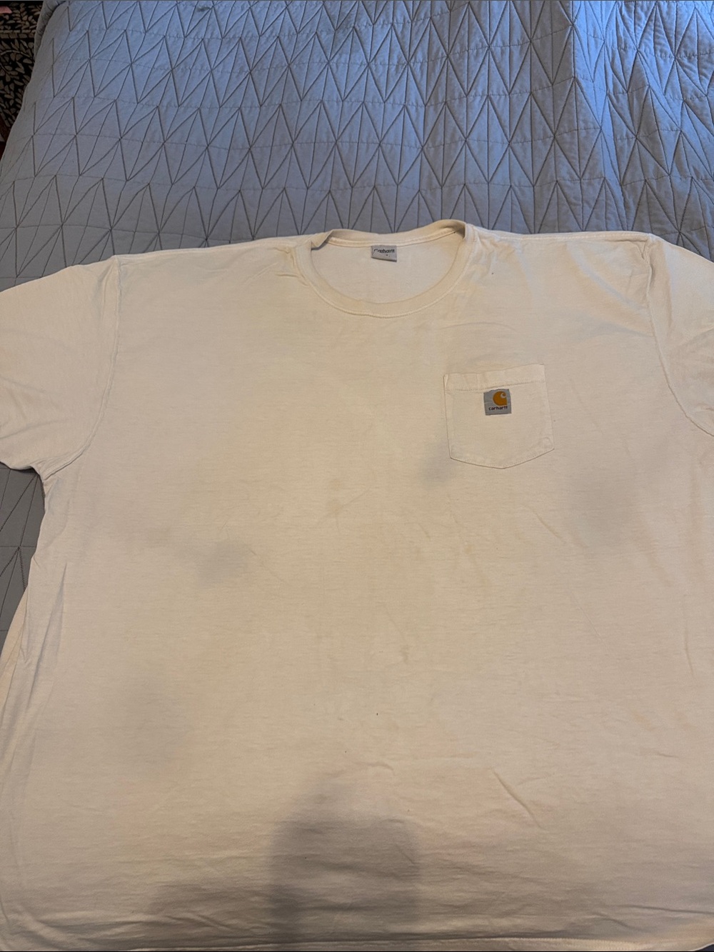 Carhartt Short-Sleeve Pocket T-Shirt in Off-White/Cream stained